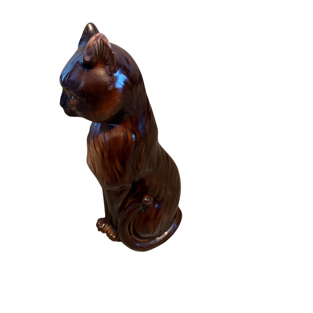 Vintage Inarco Japan Ceramic Cat Figurine E-2981 Brown Drip Glaze MCM Decor - Picture 4 of 10